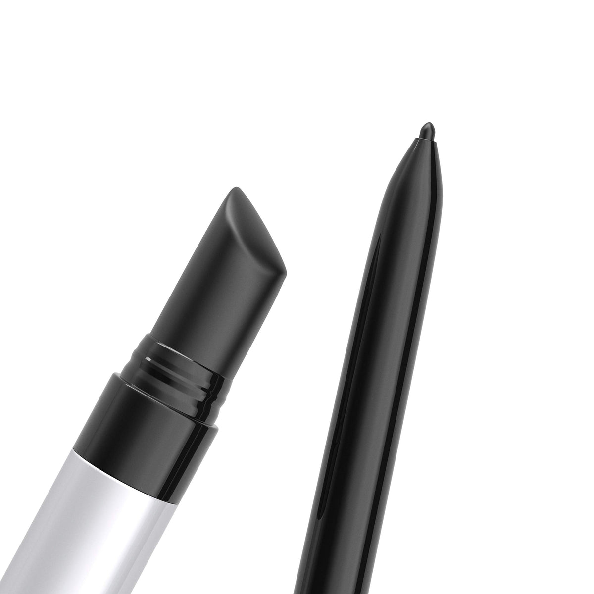 Neutrogena pencil next to fingers showing compact size for travel convenience