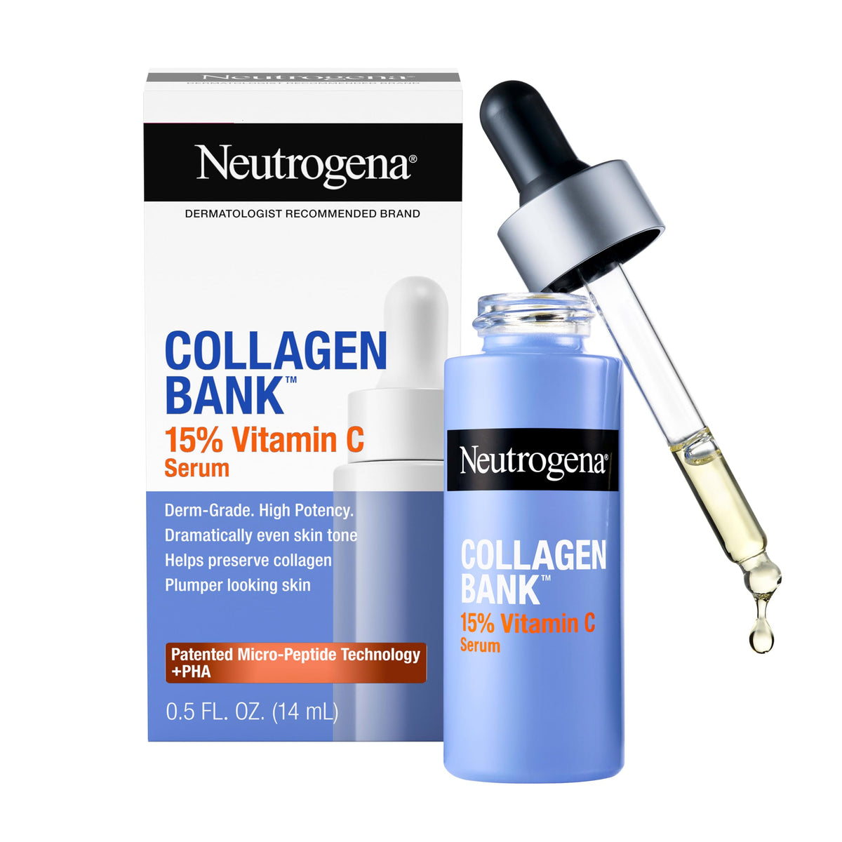 Neutrogena bottle front packaging highlighting product and benefits