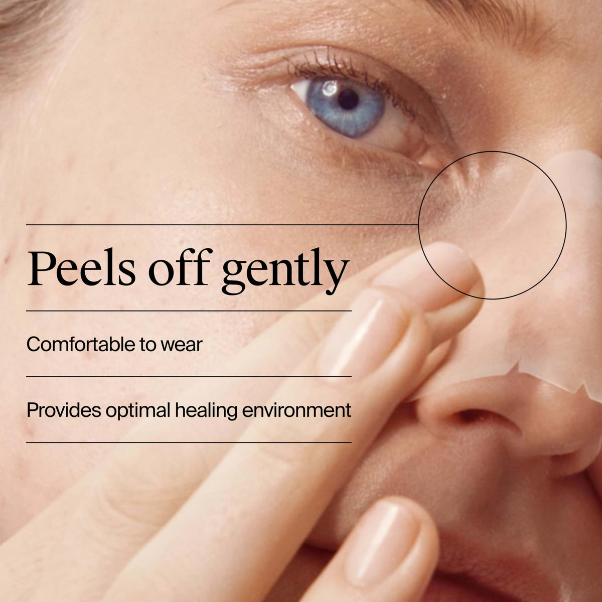 Neutrogena patch next to fingers to show real size and scale