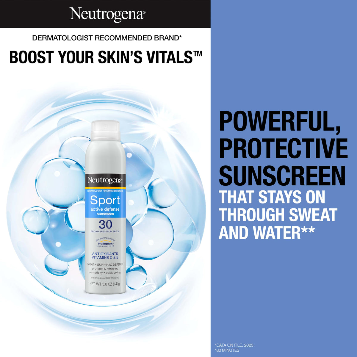 Neutrogena spray nozzle closeup demonstrating easy mist application