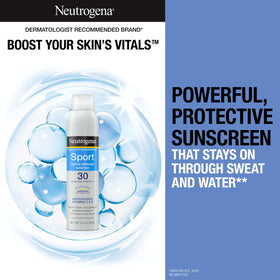 Neutrogena spray nozzle closeup demonstrating easy mist application