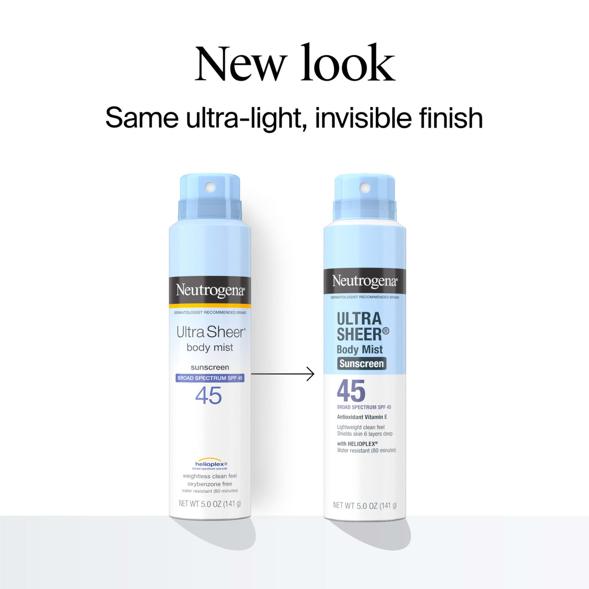 Neutrogena spray nozzle close-up delivering even mist for fast coverage