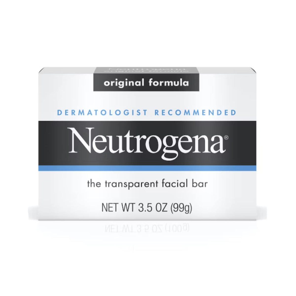 Neutrogena front packaging showing transparent facial bar and clean appearance
