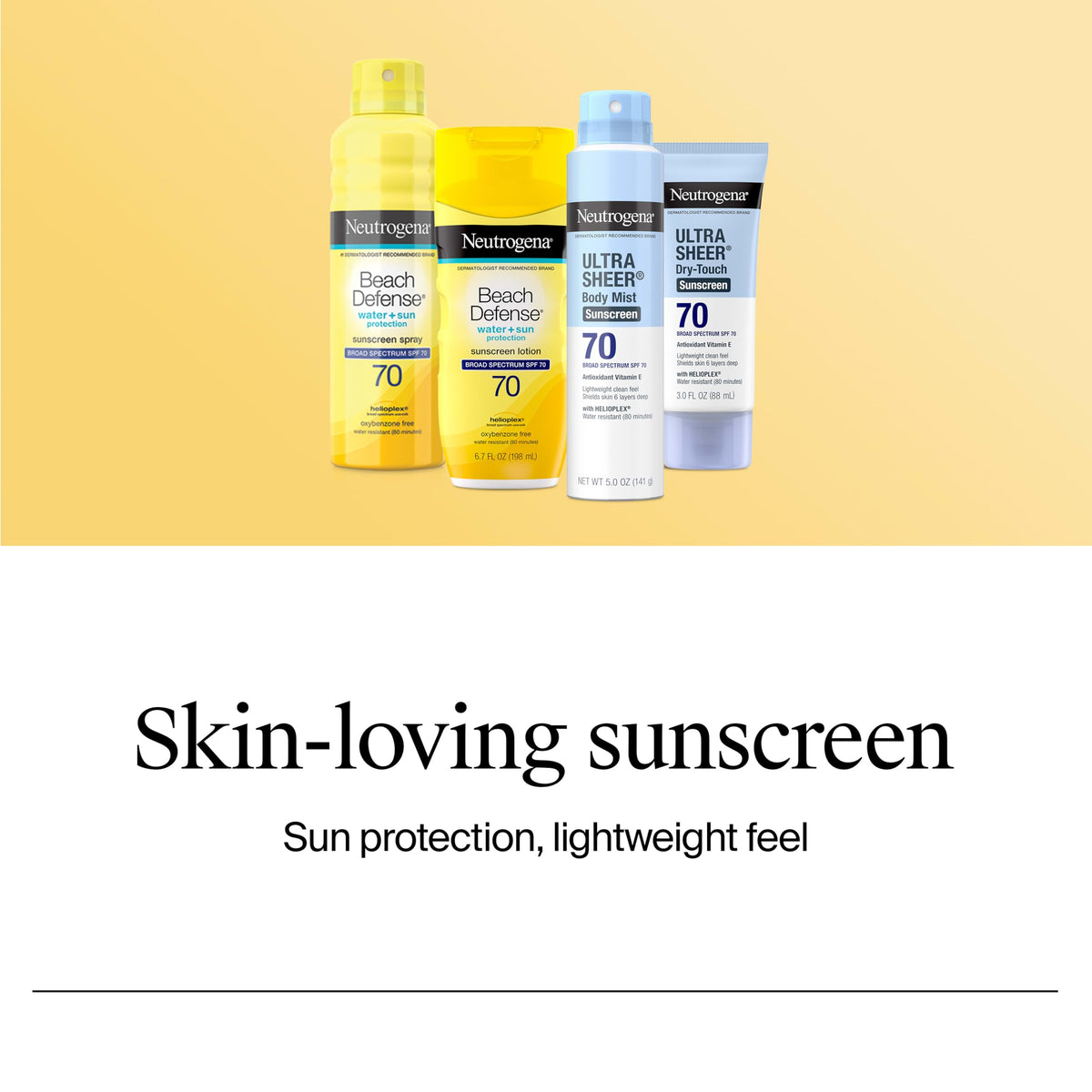Neutrogena label close-up showing Helioplex and vitamin E details