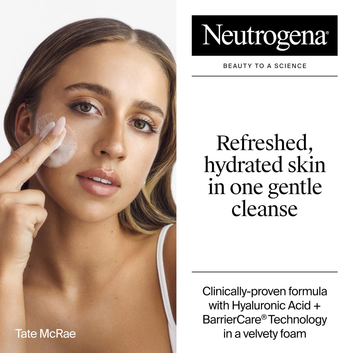 Neutrogena wipe then cleanser in use showing step-by-step refresh routine