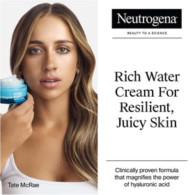 Neutrogena water cream texture close-up highlighting lightweight, fast-absorbing hydration