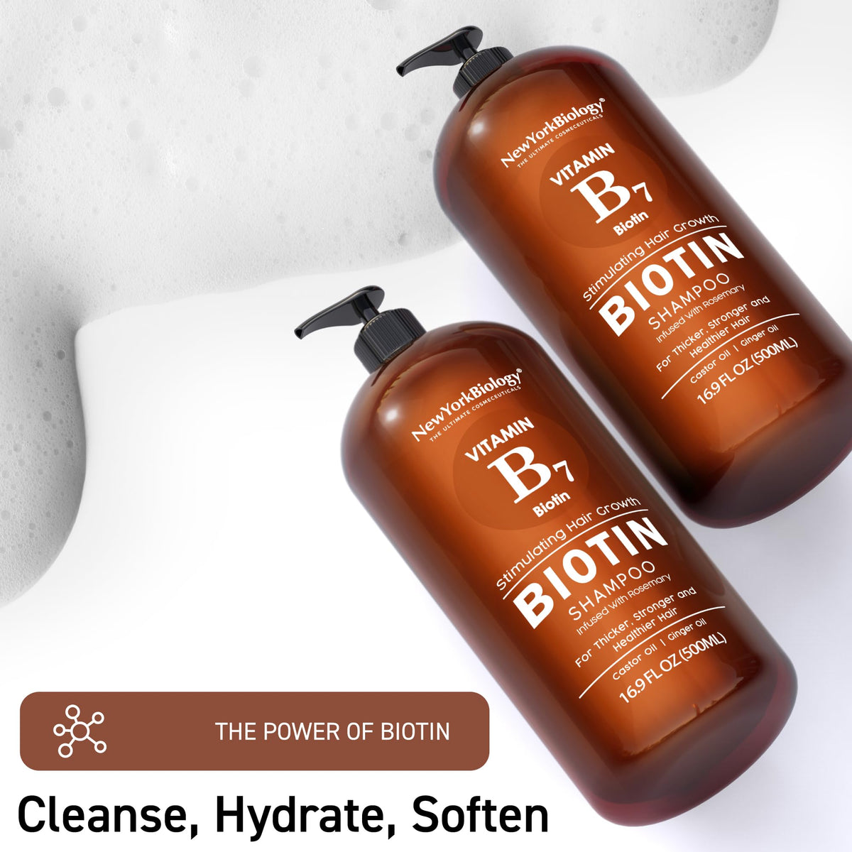 NEW YORK BIOLOGY creamy shampoo texture close-up showing moisturizing benefit