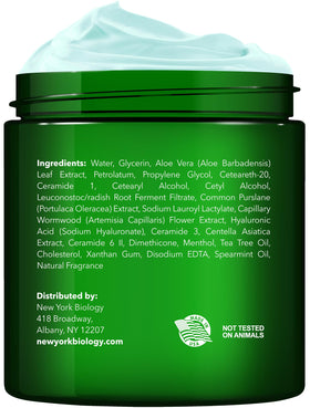 New York Biology cream texture close-up showing smooth consistency for rapid absorption