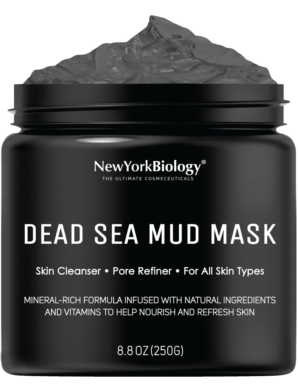 New York Biology front jar view showing label and spa-quality benefits
