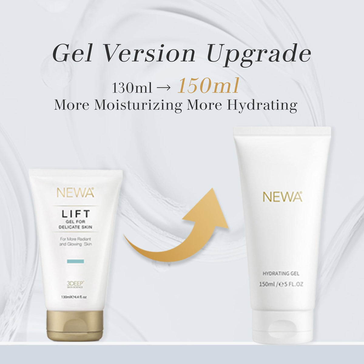 NEWA close-up gel texture demonstrating smooth, hydrating formula