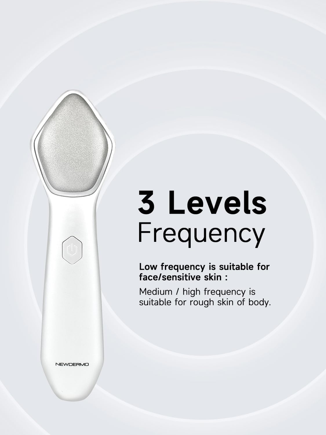 NEWDERMO in use on face demonstrating gentle exfoliation and improved skin texture