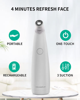NEWDERMO on vanity lifestyle shot highlighting convenience and daily skincare upgrade