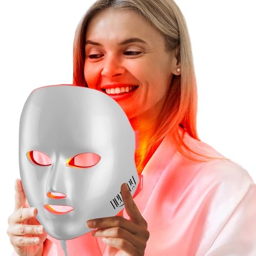 NEWKEY front view of LED mask showing full-face coverage and anti-aging benefit