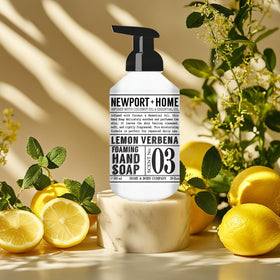 Home & Body Company Fresh Coconut pump in use by hand, easy foam dispensing benefit