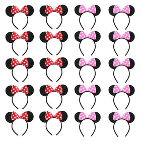 NEWTGAN front view of 20-piece mouse ears set ideal for group parties