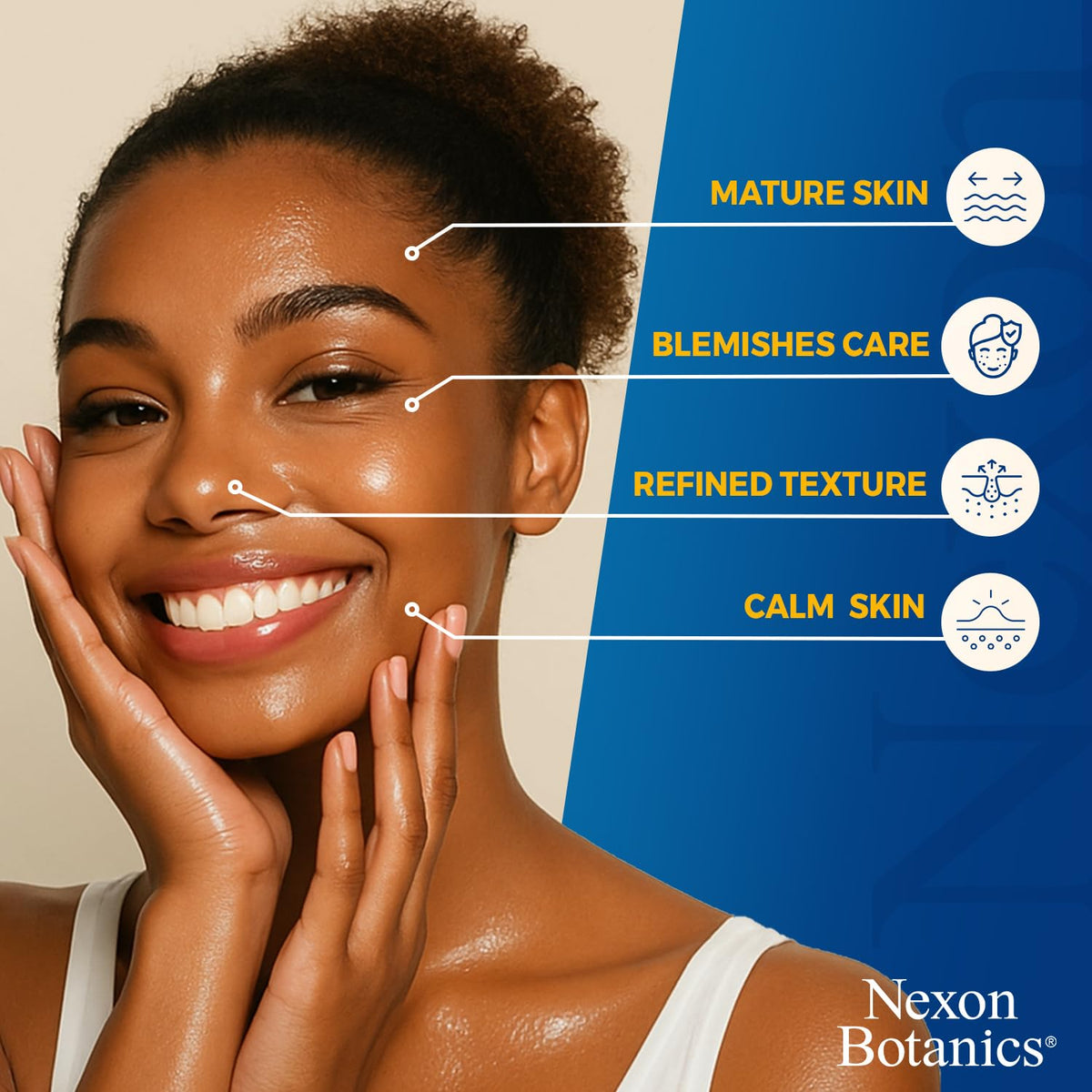 Nexon Botanics applied to leg showing support for scar and stretch mark care
