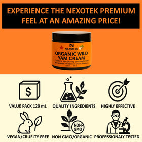 NexoTek 120 mL tube next to common items for size comparison and travel-friendly benefit
