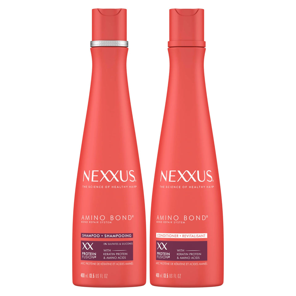 Nexxus front packaging showing bond repair benefits and 13.5 oz size
