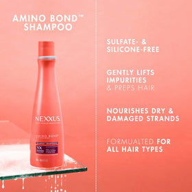 Nexxus conditioner in shower application illustrating smoother, tangle-free hair