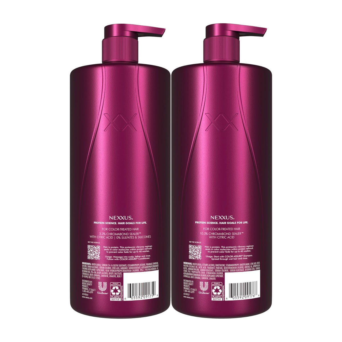 Nexxus pump dispensing shampoo illustrating easy, no-mess application