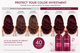 Nexxus shampoo lather in hand illustrating gentle cleansing for color