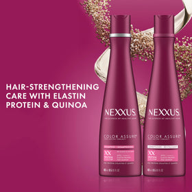 Nexxus product texture close-up, reveals creamy formula that smooths strands