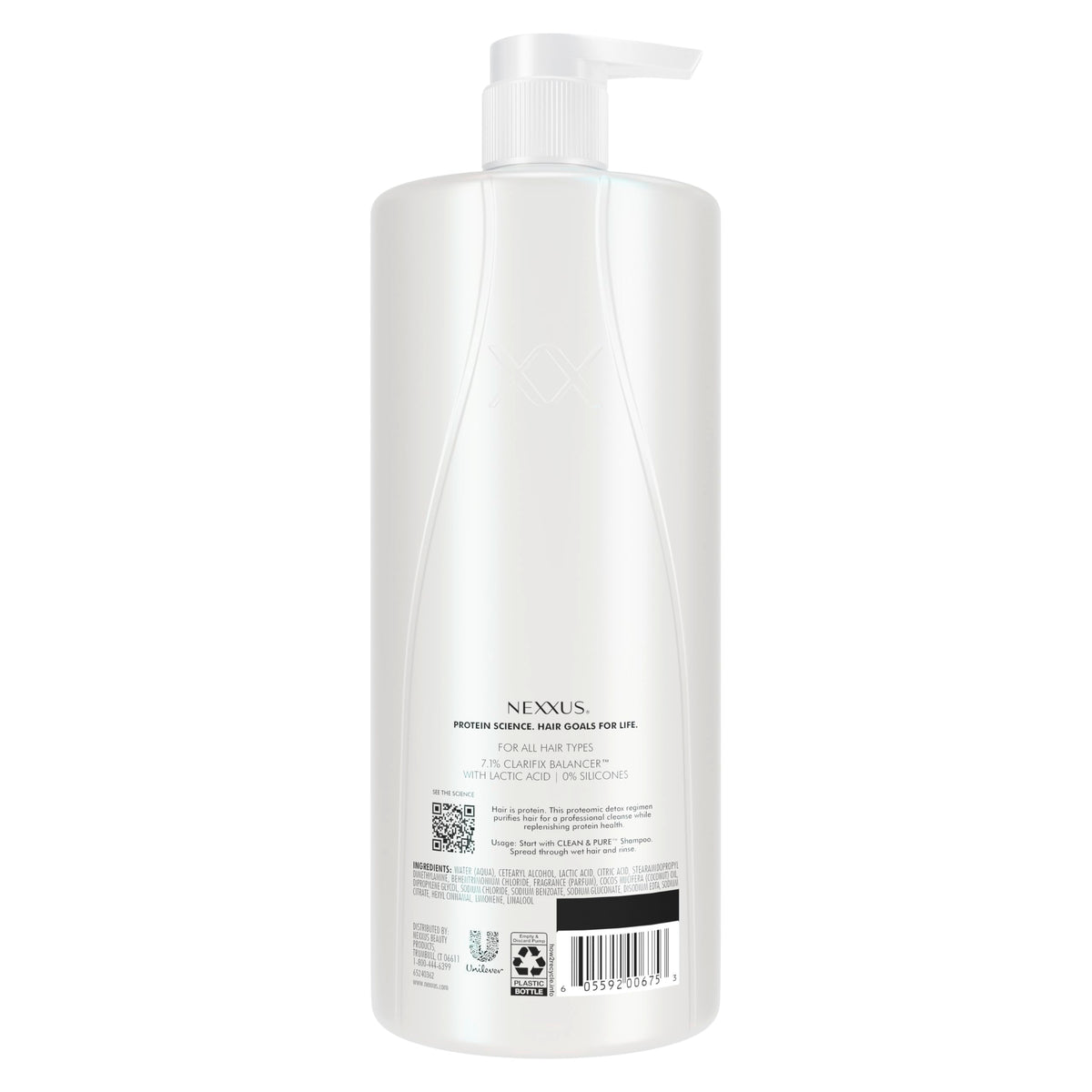 Nexxus pump top and label close-up for easy dispensing and clear info