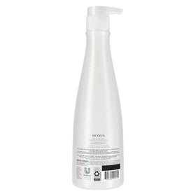 Nexxus 13.5 oz bottle next to ruler showing size and clear product label