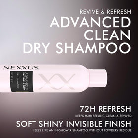 Nexxus on dark hair showing invisible finish and no white residue benefit