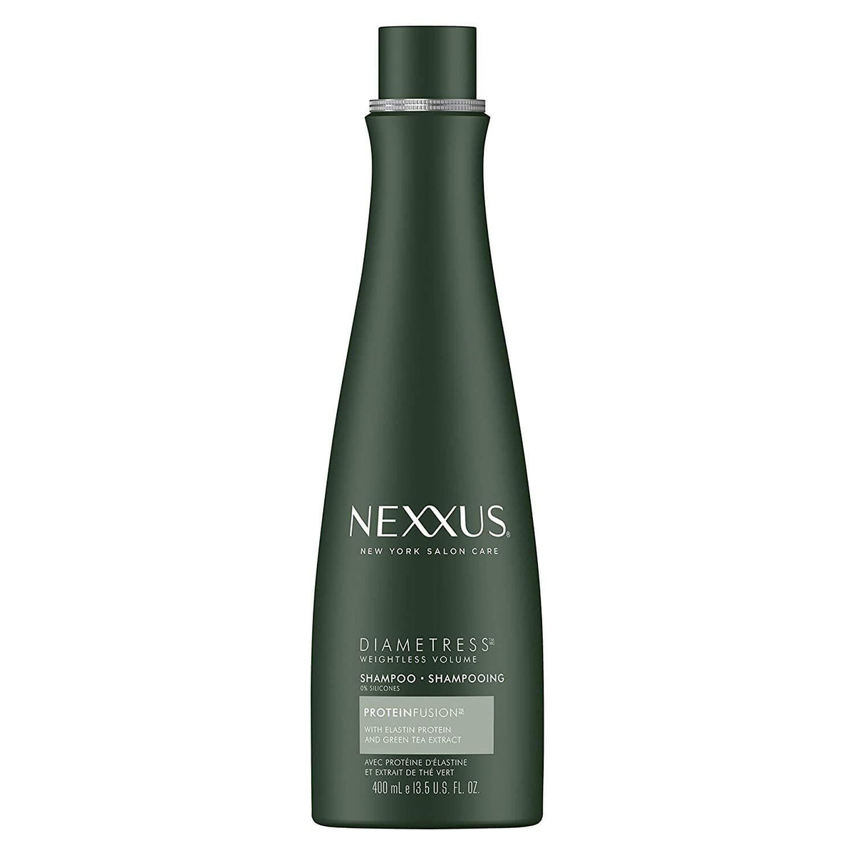 Nexxus DIAMETRESS front packaging showing twin bottles and product benefits