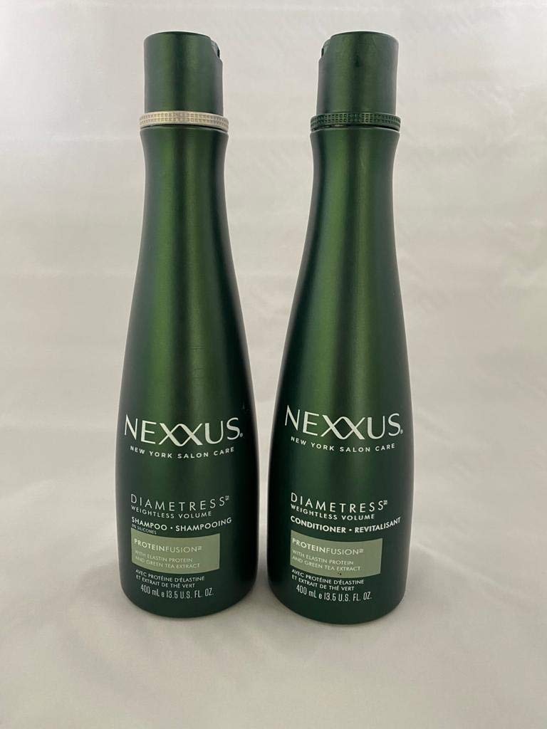 Nexxus Diametress front packaging showing duo bottles and volume benefit