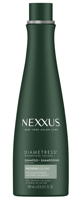 Nexxus Diamtress front packaging showing bottle and size for volumizing benefit