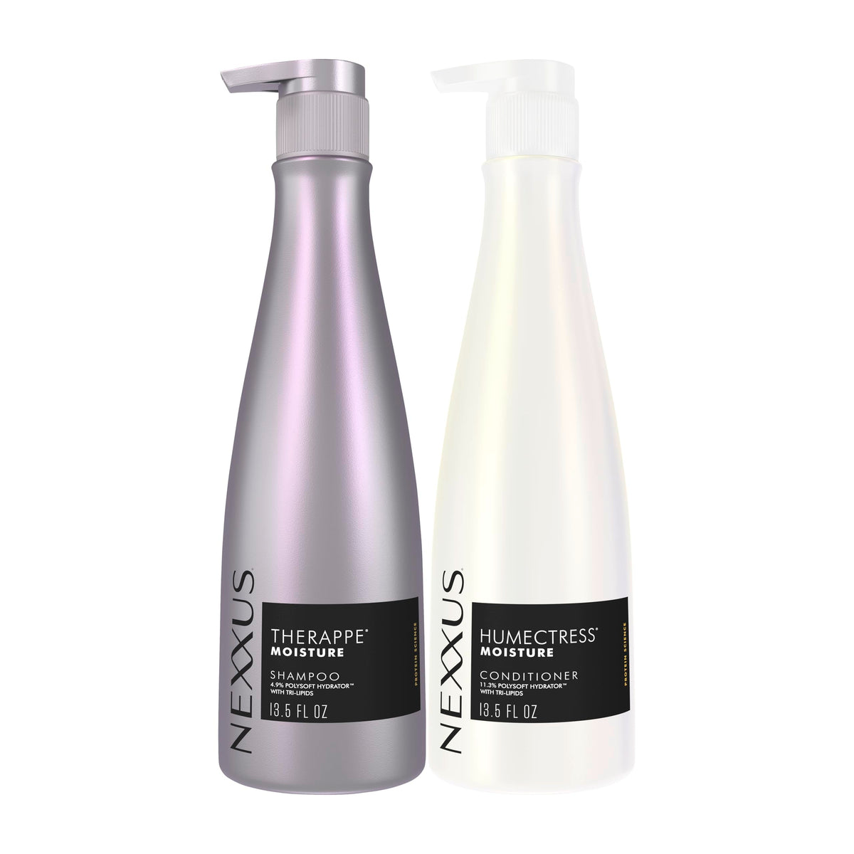 Nexxus front packaging showing both bottles and two-step benefit