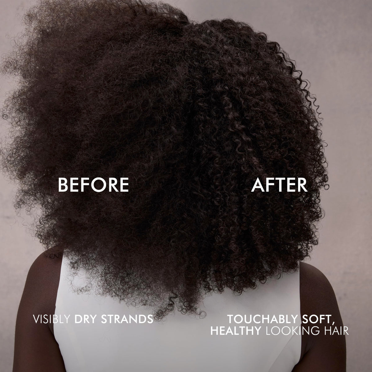 Nexxus-treated hair shown smooth and shiny for visible frizz reduction