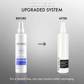 Nexxus before and after hair strands showing smoother, shinier finish