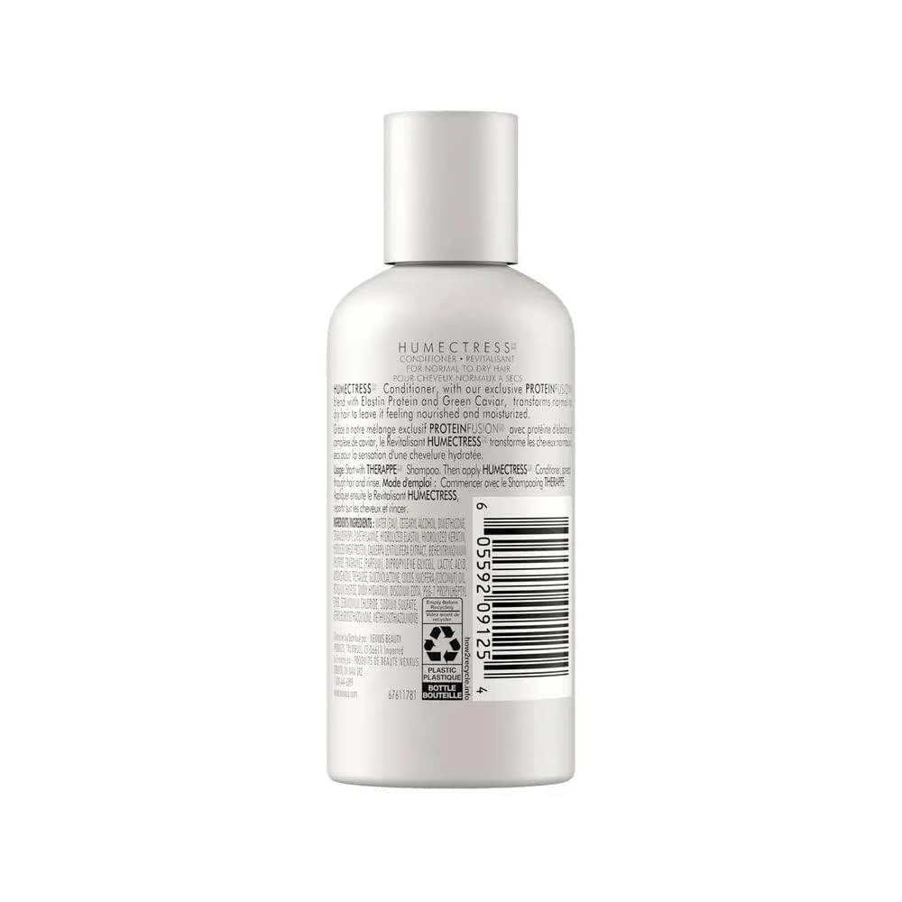 Nexxus travel bottles in bag illustrating portability and on-the-go hydration