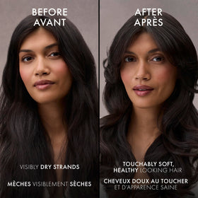 Using a brush with Nexxus HUMECTRESS-treated hair to show smoother detangling