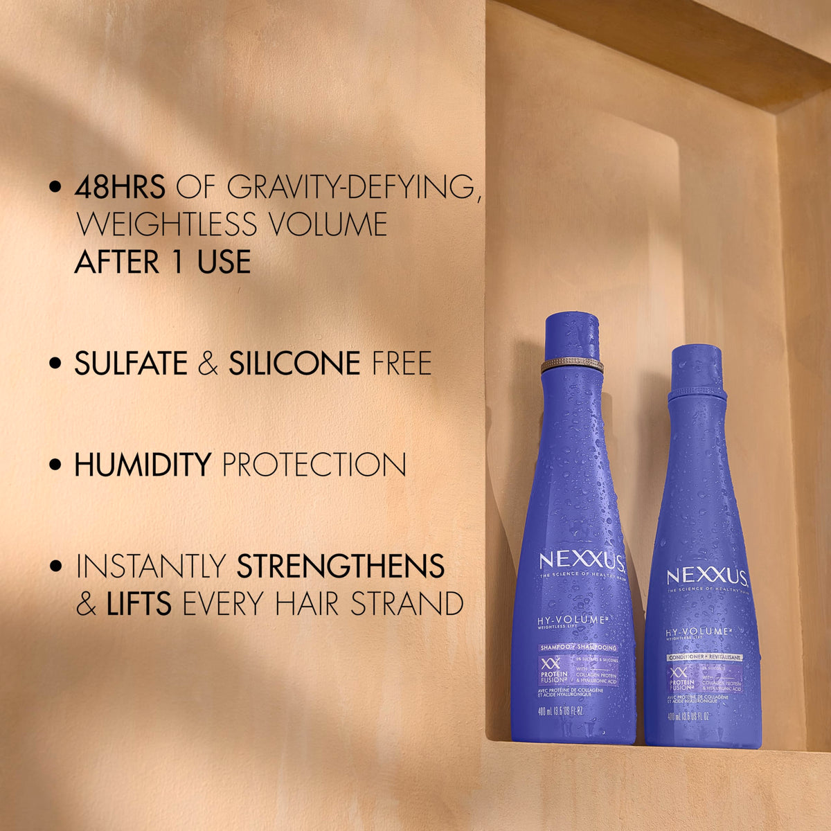 Nexxus creamy conditioner texture closeup showing lightweight hydration
