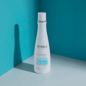 Nexxus Hydralight before and after strands showing smoother, hydrated ends