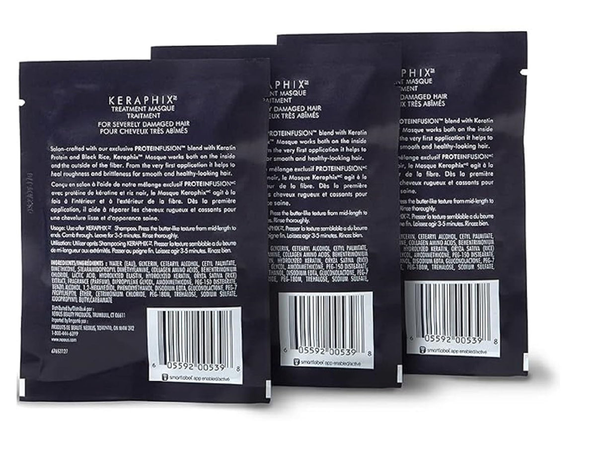 Nexxus masque being applied to wet hair in hands for even distribution