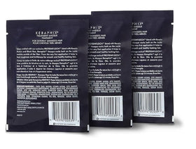 Nexxus masque being applied to wet hair in hands for even distribution