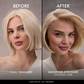 Nexxus KERAPHIX before and after strands showing reduced breakage