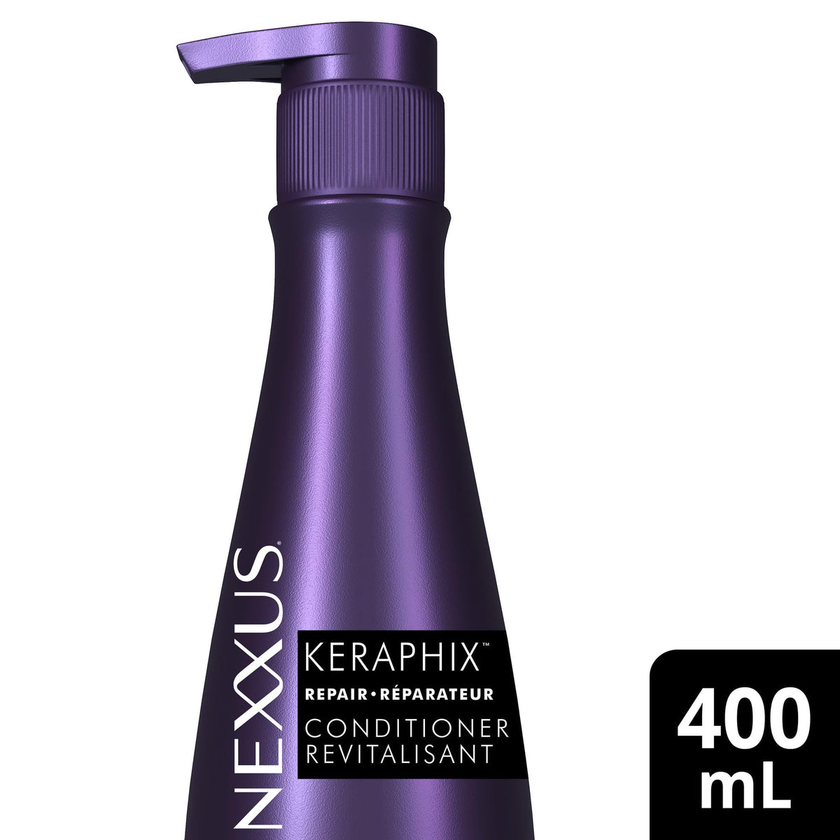 Nexxus back label and ingredients list highlighting KRT technology benefits
