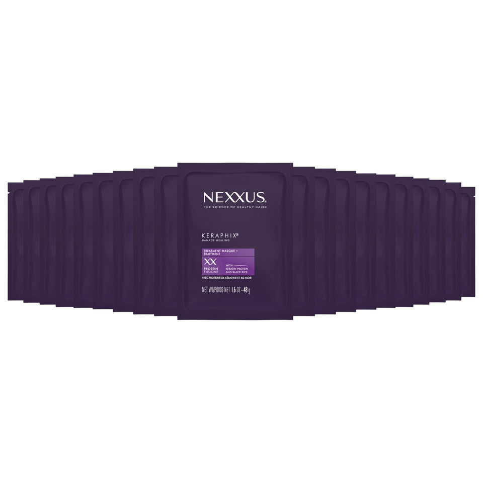 Nexxus front packaging showing 20-pack travel masks for convenient repair
