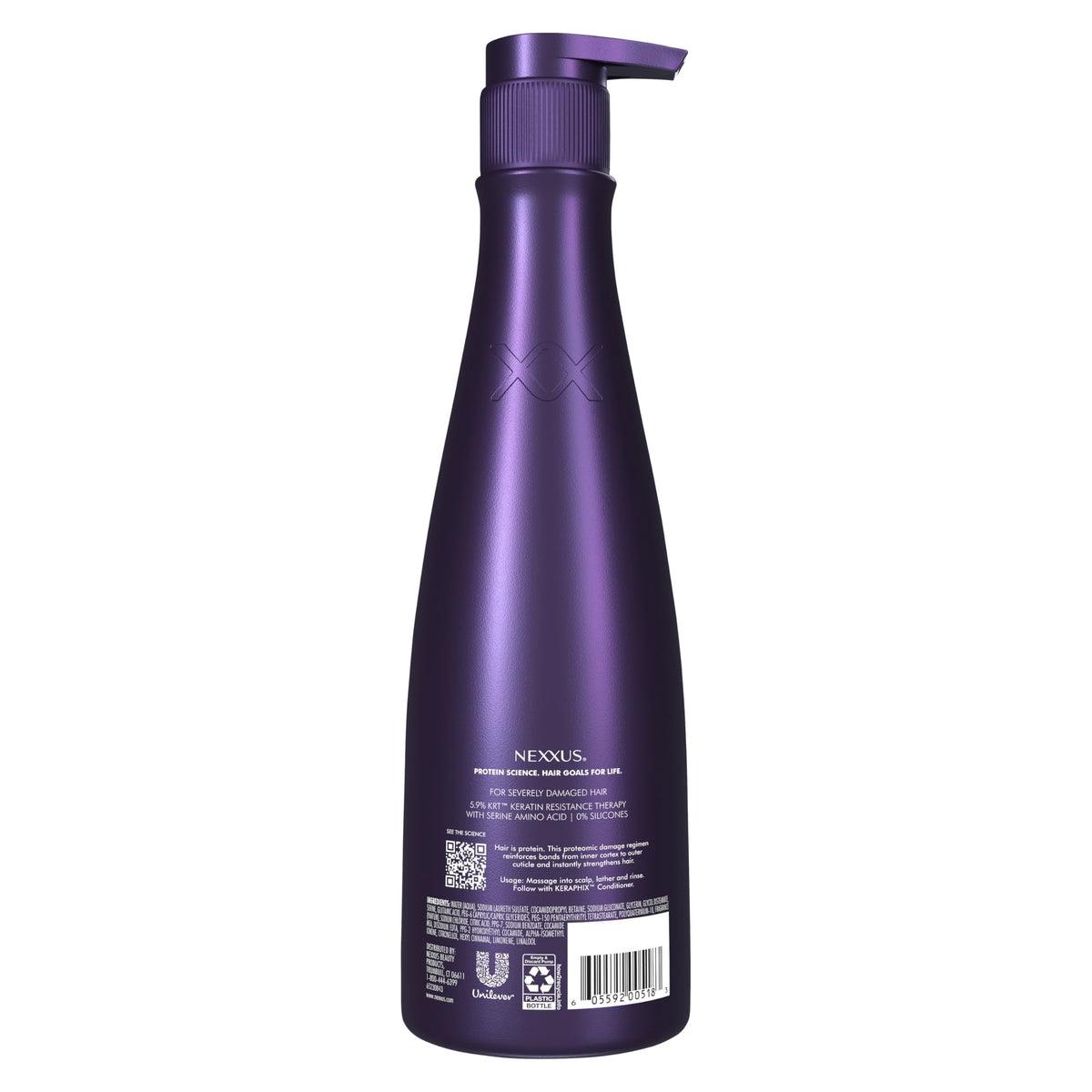 Nexxus KERAPHIX pump close-up highlighting easy dispensing advantage