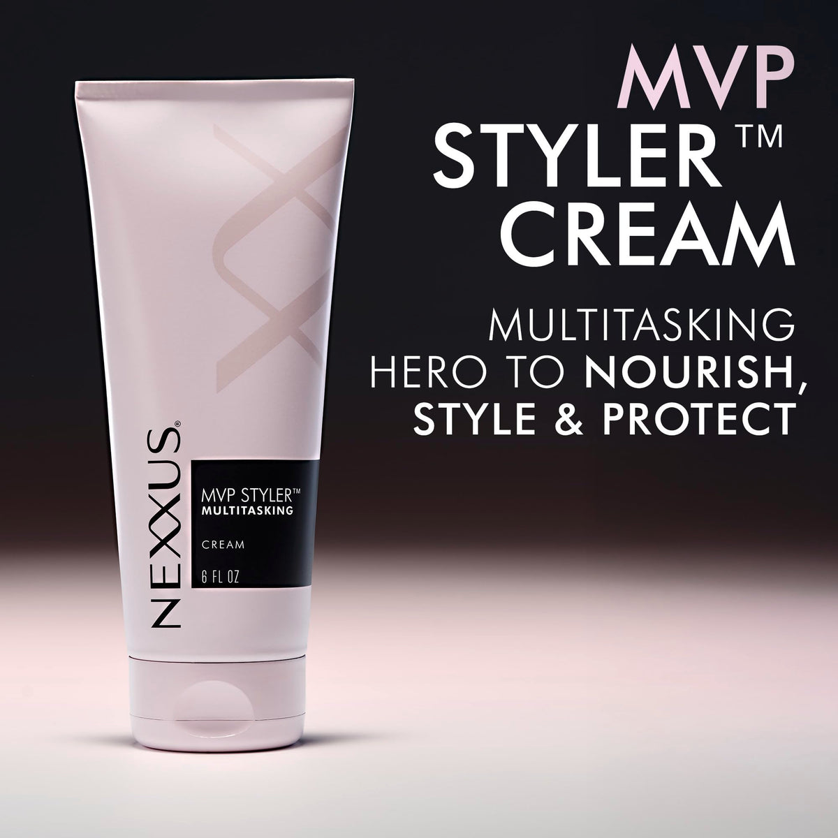 Nexxus MVP Styler cream on hand demonstrating amount needed and quick application benefit