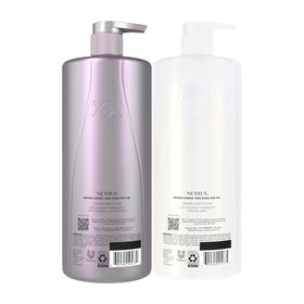 Nexxus shampoo pump close-up highlighting easy dispensing and control