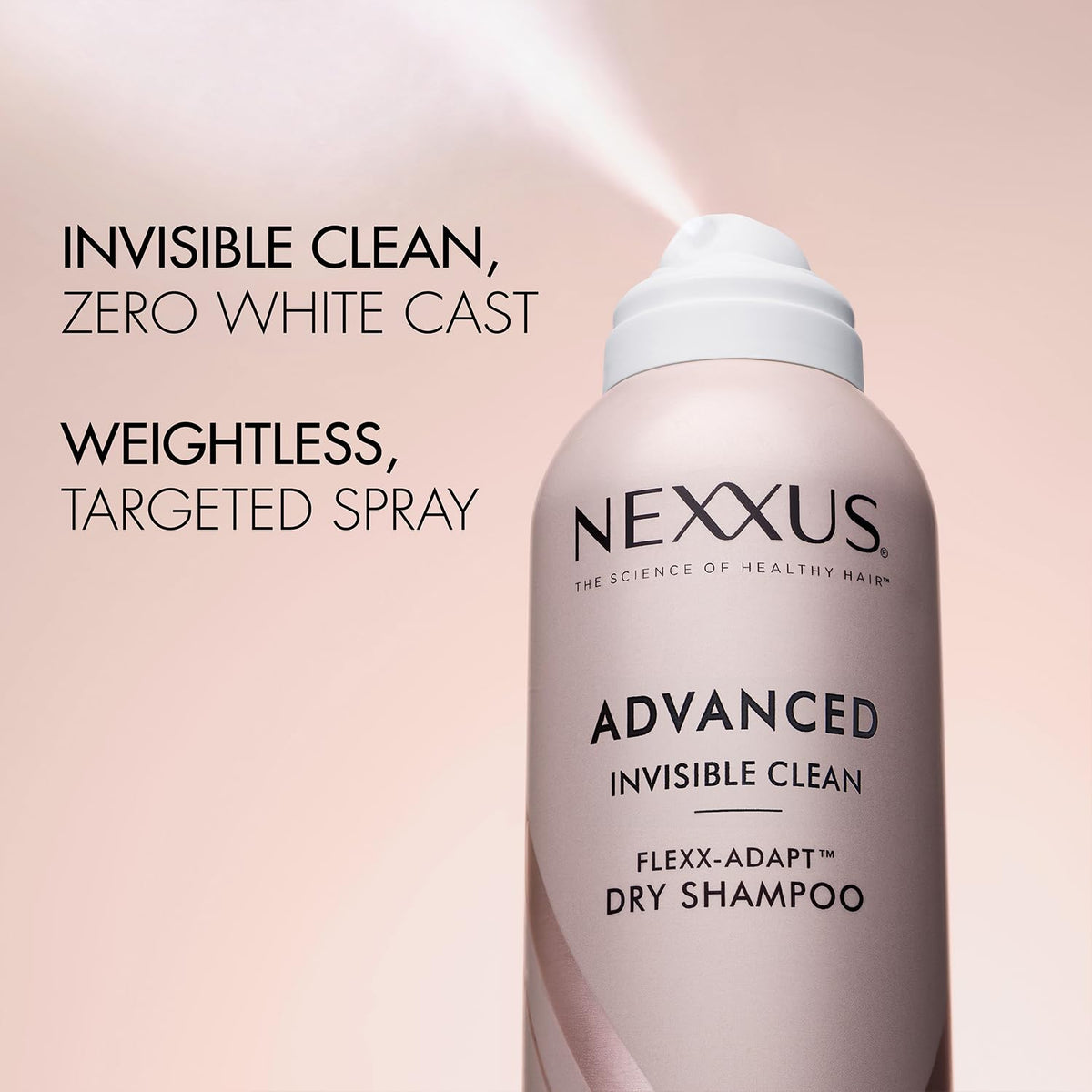 Nexxus bottle next to passport to show travel-size convenience and portability