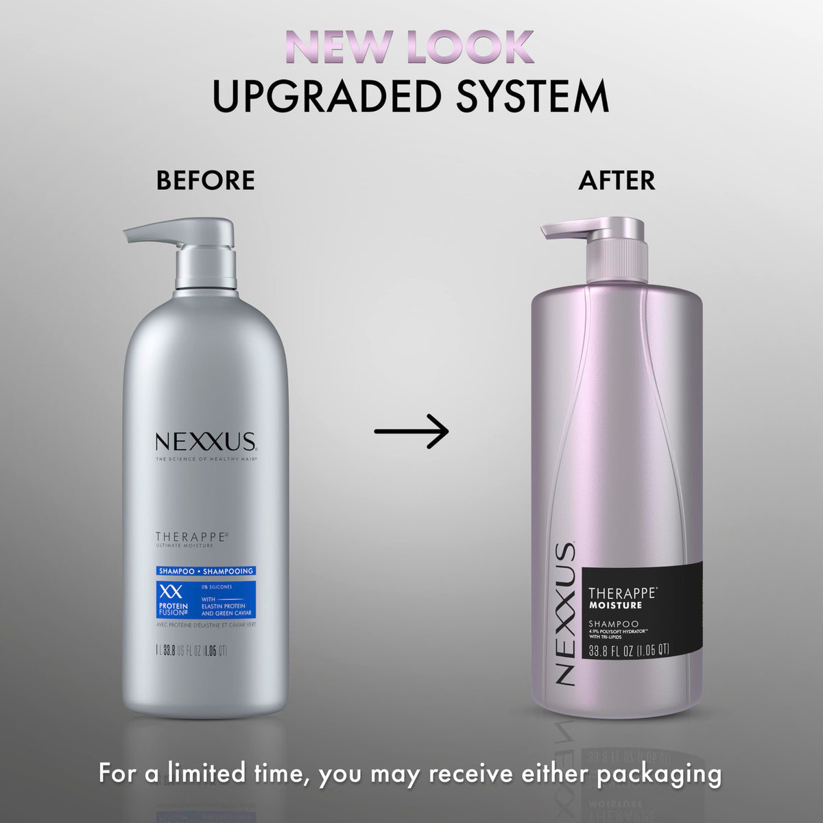 Nexxus Therappe pump dispensing shampoo texture to show creamy, hydrating consistency