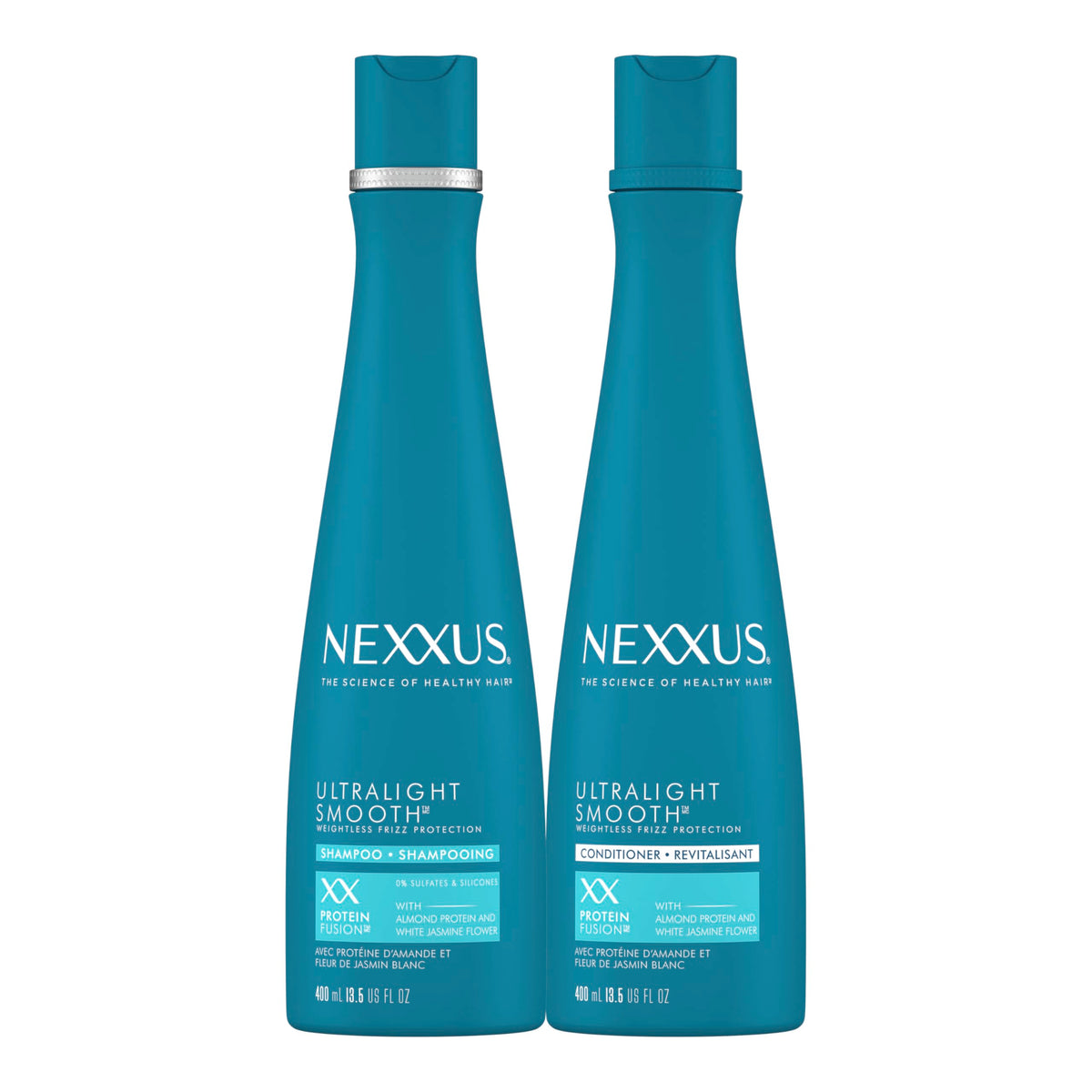 Nexxus front packaging showing shampoo and conditioner for visible styling benefits